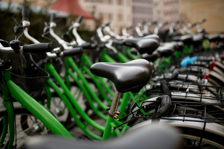 Side view on city bikes in Dresden